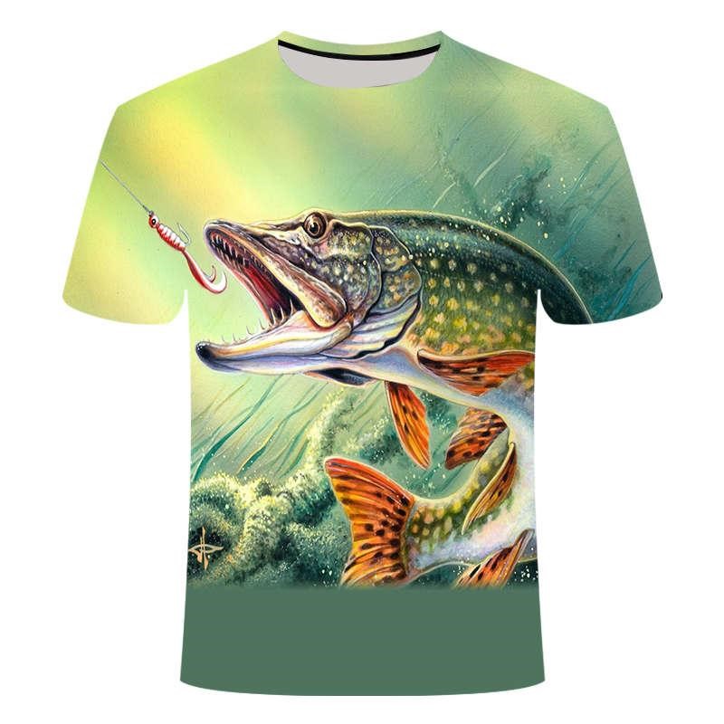 Summer The latest 2024 fish Outdoor T-shirt man 3D cool print fishing men short tops 0collar casual men fishing t-shirt poissons